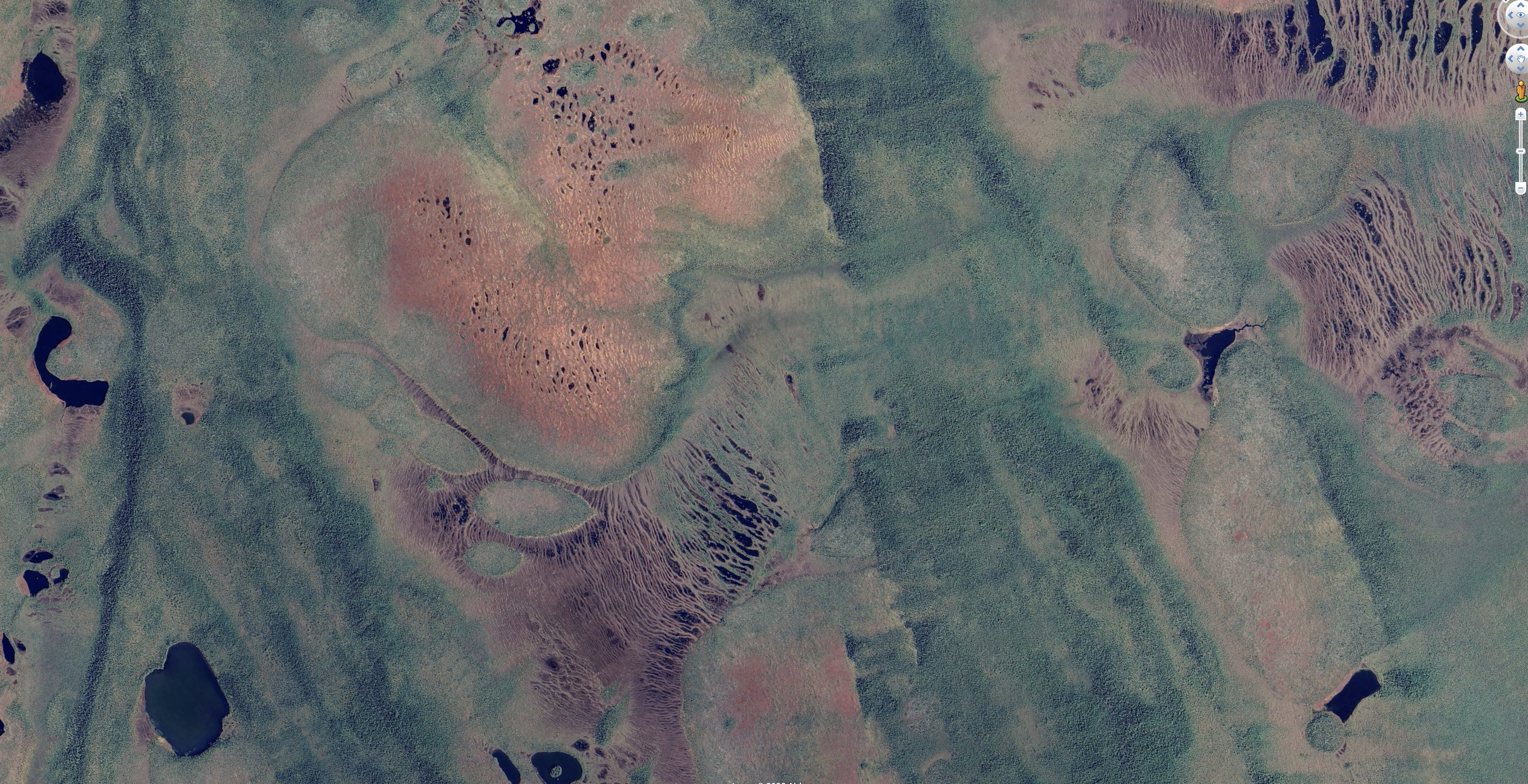 Peatland mosaic — top-down aerial view showing peat bogs and vegetation